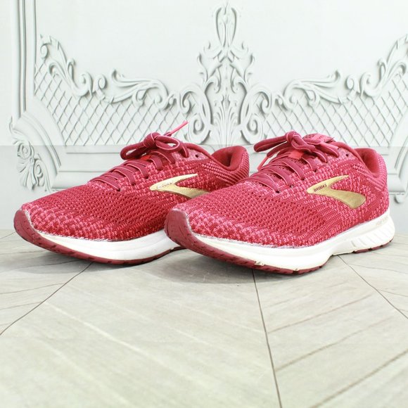 Brooks Revel 3 Red Mesh Lace Up Low Top Sneaker Running Shoes Size 8.5 - Picture 2 of 9